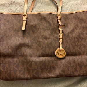 Michael Kors Signature Brown Handbag with Gold Charm